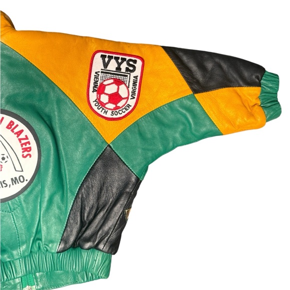 Kids Upcycled Vintage Leather With Vintage Patches Bomber Jacket No Tags - Picture 8 of 10